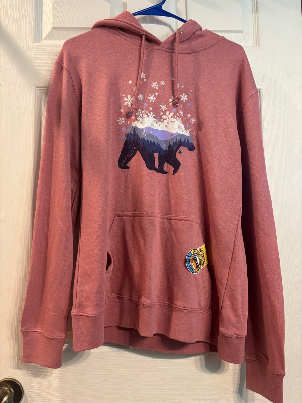 Women's Rose Pink Bear Graphic Hoodie Sweatshirt